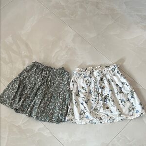 H&M 2 Floral Skirts in White and Sage